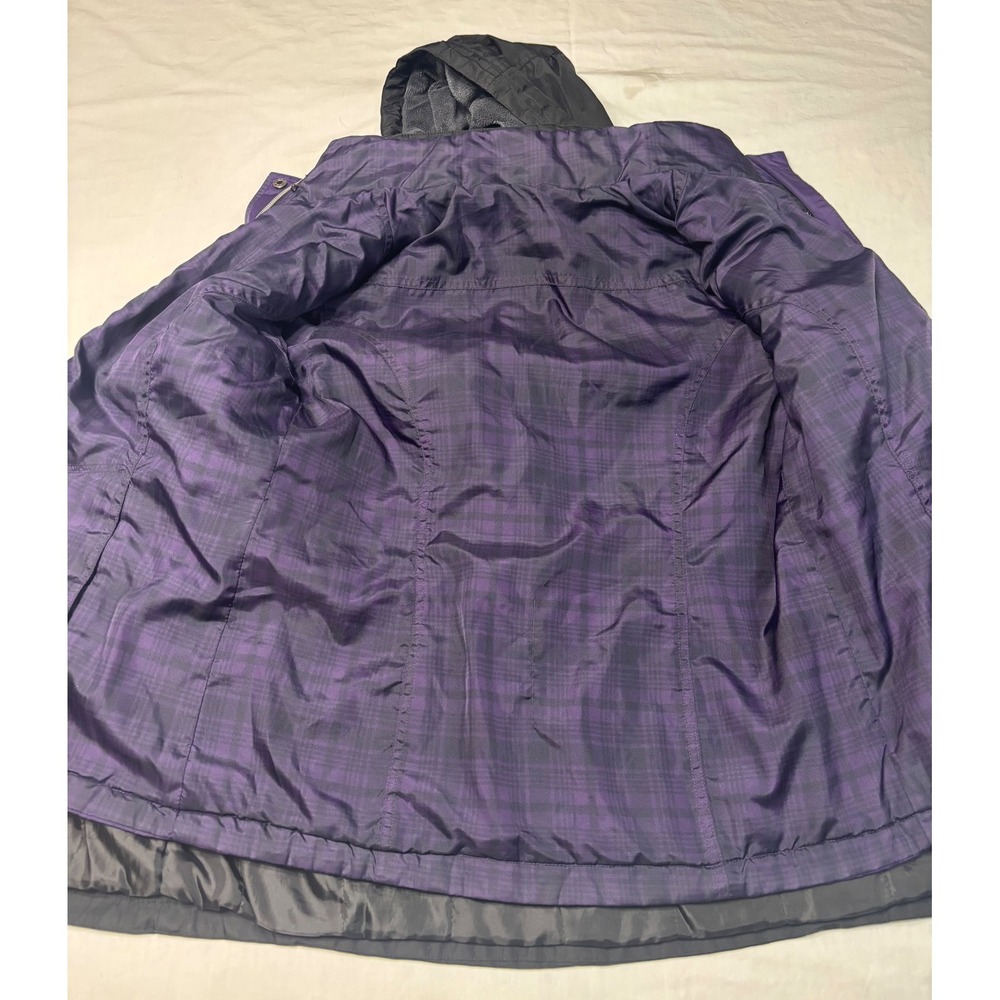 St Johns Bay 3-in-1 Systems Jacket Womens Small Black Purple Hooded Puffer Liner - Picture 5 of 13